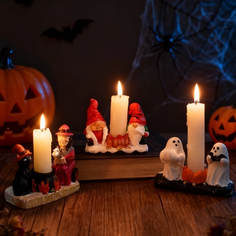Moldes De Silicona De Halloween Fantasma Gnomo Bruja Para Candelabros Hechos A Mano DIY Yeso Resina Decoración Festiva