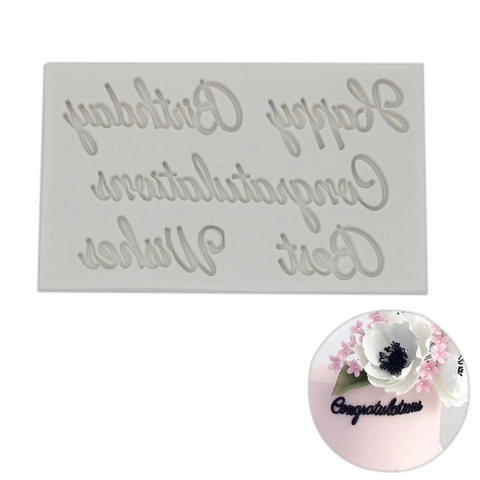 Happy Birthday Congratulazioni Auguri Stampo In Silicone Per Decorazione Torte Cioccolato Strumenti Da Forno Fai Da Te