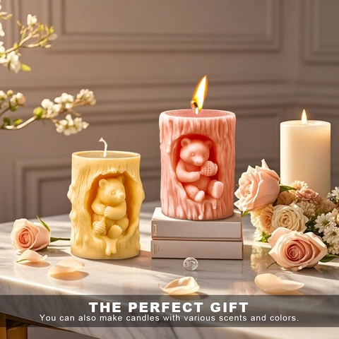 Honey Bear Silicone Mold DIY Handmade Candle Soap Making Honeycomb Bee Embossed Aroma Wax Plaster Craft Tool