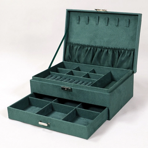 Velvet Jewelry Box Organizer Multi Layer Storage Case With Metal Lock For Ring Necklace Earring Watch