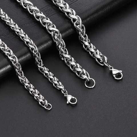 Stainless Steel Keel Chain Necklace Minimalist Wheat Link Durable Non Fading DIY Jewelry Accessory Fashion Unisex