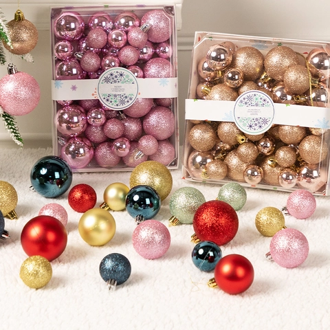 Boules De Noël Plastique Brillant Mat Pailleté Décoration Pour Arbre Fête Vacances Tailles Mixtes Multicolore