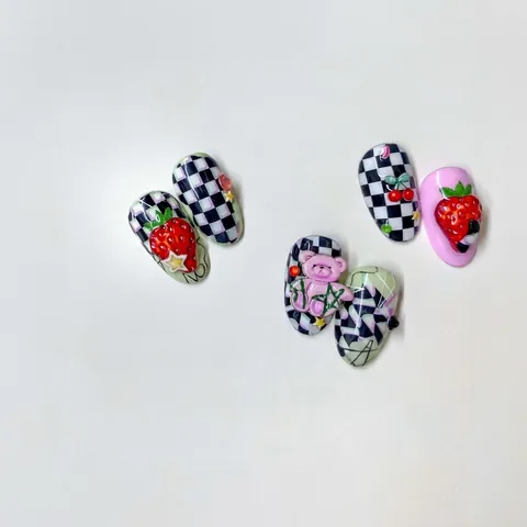 Autocollants Nail Art Damier Relief 3D Géométrique Autocollant Décorations De Manucure DIY Accessoires Mode Rétro
