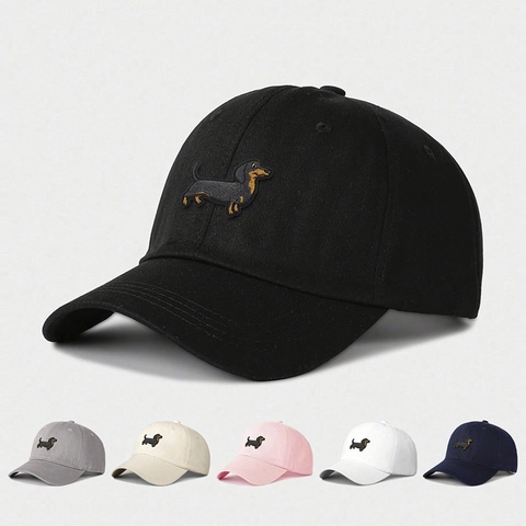 Baseballkappe Baumwoll-Twill Dackel Hundestickerei Verstellbarer Outdoor Sonnenhut Lässig Klassisch Sportlich