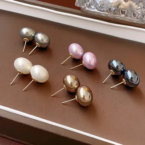 Eleganti Orecchini A Lobo Con Künstliche Perle Tonde E Perno In Argento Perla Artificial Sintetica Lucida Gioielli Minimalisti Da Donna