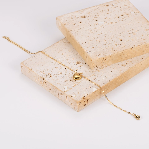 Heart Pendant Bracelet 304 Stainless Steel 18K Gold Plated Adjustable Chain Minimalist Fashion Jewelry For Women