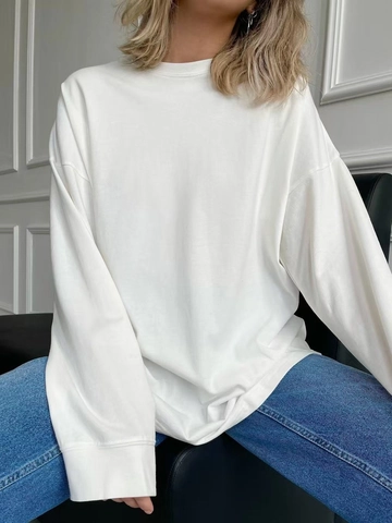 T-Shirt Da Donna A Maniche Lunghe In Puro Cotone Pettinato Girocollo Vestibilità Ampia Casual Minimalista Tinta Unita Top Alla Moda