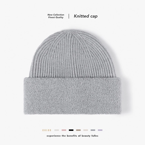 Berretto Beanie Invernale Unisex In Lana A Maglia E Pelliccia Sintetica A Costine Caldo Spesso Antivento Outdoor Minimalista