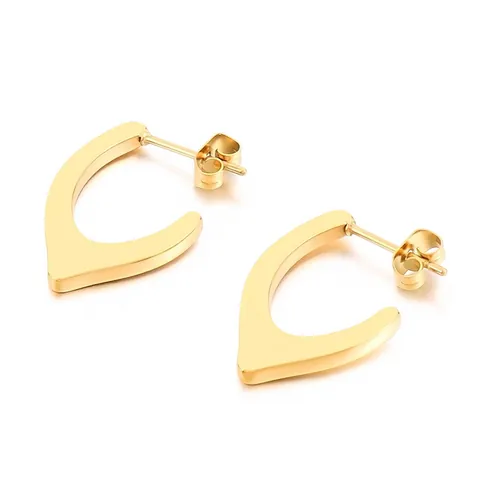Stainless Steel U-Shaped V-Shaped Stud Earrings 18K Gold Plated Minimalist Geometric Polished Jewelry For Women