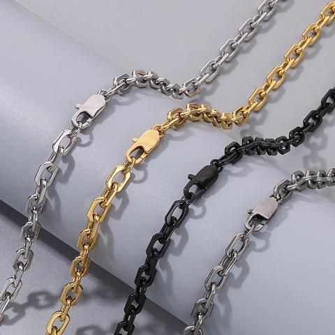 Collana E Bracciale In Acciaio Inossidabile Con Maglie Geometriche Esagonali Gioielli Unisex Minimalisti Per Uomo Donna
