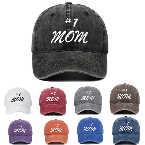 Washed Cotton Baseball Cap Best Mom Embroidery Vintage Distressed Sun Hat Outdoor Adjustable Gift For Mother