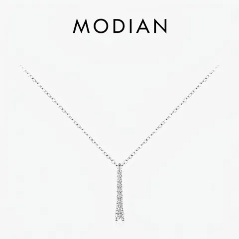 Collana In Argento Sterling 925 Con Pendente A Barra Verticale Moissanite Stile Francese Minimalista Per Donne