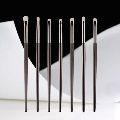 Professional Eye Makeup Brushes Pony Goat Hair Synthetic Fiber Precision Eye Shadow Blending Eyeliner Wood Handle Tool