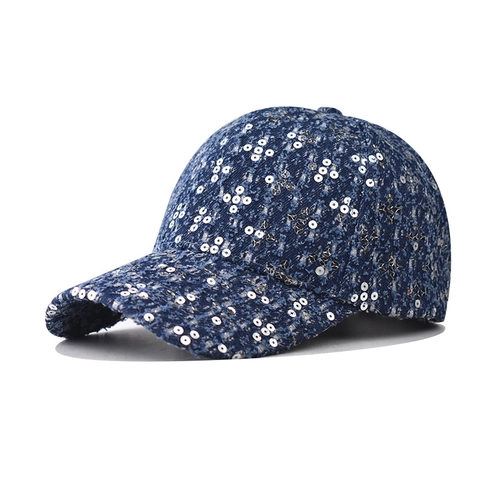 Casquette De Baseball En Denim À Paillettes Chapeau En Coton Vieilli Texture Tweed Ajustable Pour Femmes Hommes