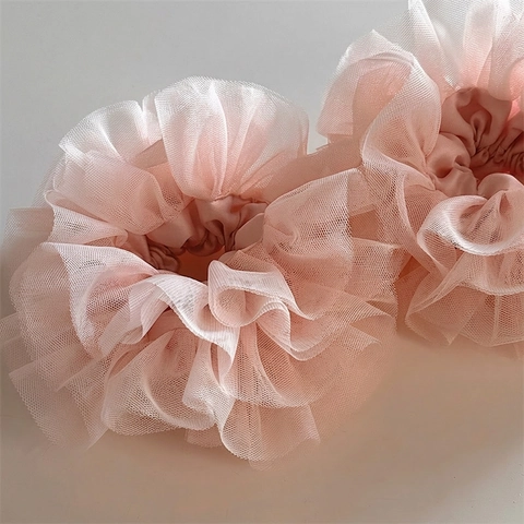 Chouchou En Dentelle Rose Large Élastique Cheveux Support Queue De Cheval Style Princesse Ballet Accessoires Cheveux Femmes