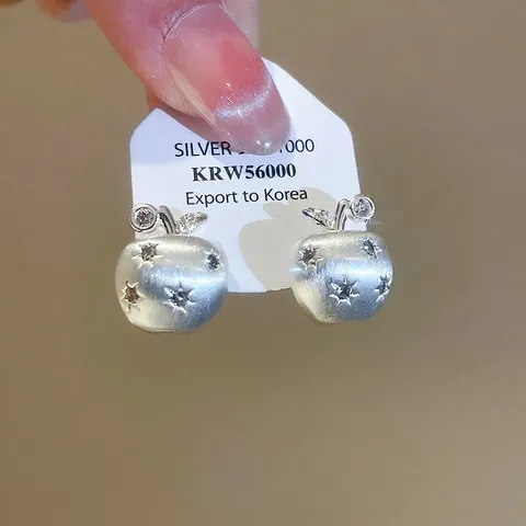 Appel Oorknopjes Mat Geborsteld Koper Met Zirkonia En Zilveren Oorbel Post Mode Sieraden Voor Dames