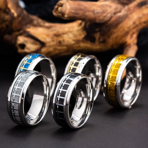 Men's Retro Cross Pattern Band Ring Titanium Steel High Polished Religious Gothic Style Jewelry