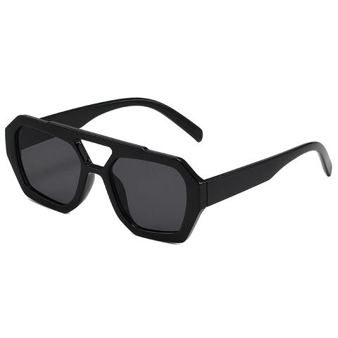 Vintage Geometrische Oversize Sonnenbrille Damen Herren UV400 Schutz Retro Doppelsteg Sechseckige Kunststoffrahmen Trendig