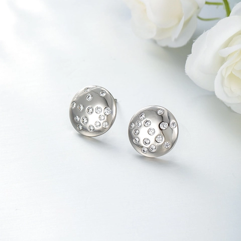 Pendientes de Botón Redondos Geométricos Estilo INS Para Mujer Aleación Strass Simple Moda Joyería Accesorio Regalo