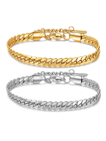 Minimalistische Cubaanse Schakelarmband Titanium Roestvrij Staal 18K Verguld Verstelbare Sieraden Voor Dames Heren Hip Hop