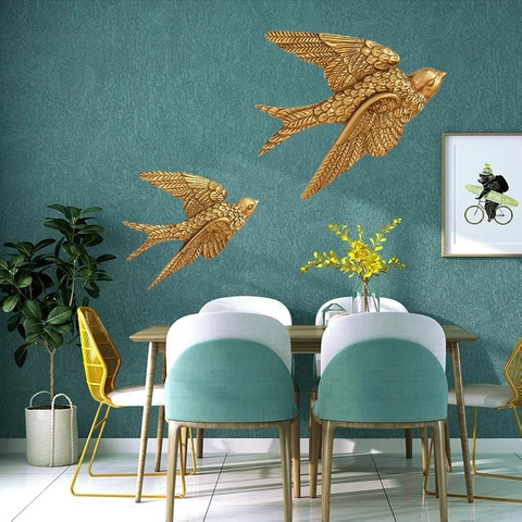 Wall Decor Ornaments Vintage Gold Resin Flying Swallow Angel Cherub Bowknot European Style Home Decoration Art