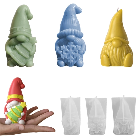 Weihnachtsgnom Silikonform Für DIY Aroma Kerzen Gips Seifenharz Herstellung Santa Claus Tomte Design Flexibel Langlebig