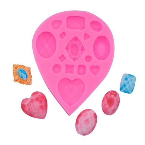 Gemstone Shapes Jewelry Silicone Mold DIY Resin Casting Heart Oval Rectangle Multi Hole Crafting Fondant Decorating
