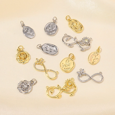 Rose Flower Infinity Butterfly Jewelry Charms Pendants Copper Zircon DIY Jewelry Making Accessories For Women Romantic