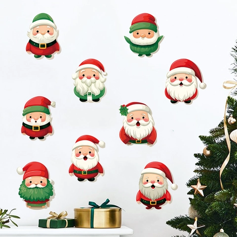 Adesivi Per Finestre Di Natale Babbo Natale Gnomo PVC Statici Decorazioni Festive Per Porte In Vetro
