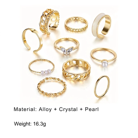 Vlinder Kunstparel Ringen Dames Vintage Goud Legering Zirkoon Open Verstelbaar Boho Retro Sieraden Vingeraccessoires