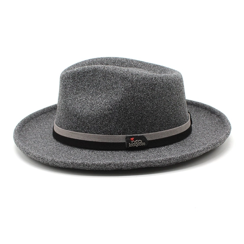 Vintage Fedora Hat Woolen Felt British Jazz Style Wide Brim With Decorative Band Metal Badge Unisex Fall Winter