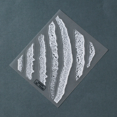 5D Embossed Nail Art Stickers Spindrift Wave White Textured Waterproof Minimalist Manicure Decoration Decals For Women
