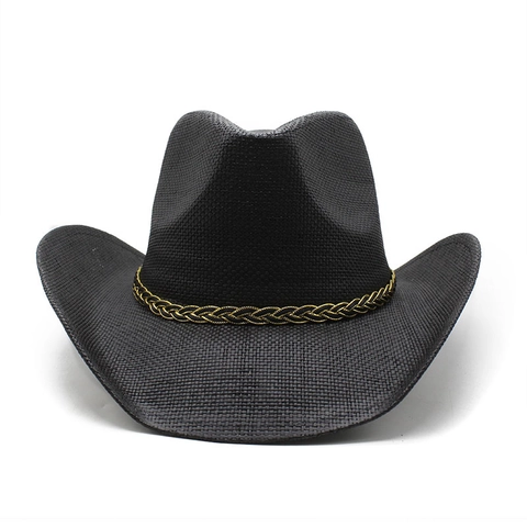 Cappello Da Cowboy Occidentale Retrò Paglia Di Carta Tesa Larga Estate Spiaggia Protezione Solare Stile Etnico Uomini Donne