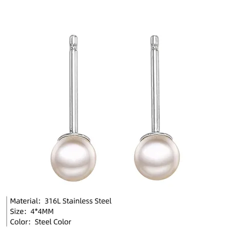 Orecchini A Lobo Con Künstliche Perle Imitazione E Perno In Acciaio Inossidabile 316L Per Donna Ipoallergenico Elegante