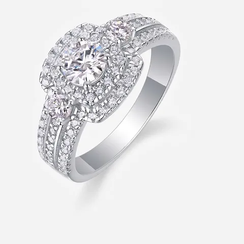 Luxus 925 Sterlingsilber Moissanit Ring Für Damen Rundschliff Halo Zirkonia Verlobung Hochzeit Band Jubiläum Schmuck Geschenk