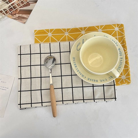 Tovagliette Stampate Cotone Lino Geometrico Motivo Stella Scacchi Moderno Minimalista Decorazione Da Tavolo Resistente Al Calore