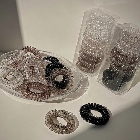 Spiral Hair Ties Telephone Wire Style Silicone Gradient Color Traceless High Elasticity Ponytail Holders For Women And Girls