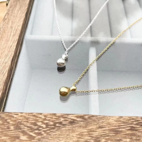 Collana Minimalista in Argento Sterling 925 Con Ciondolo a Zucca per Donna Catena a Girocollo Placcata Oro 18K Gioielli Geometrici
