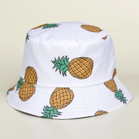 Pineapple Print Bucket Hat Cotton Sun Protection Summer Beach Casual Outdoor Travel Accessories For Men Women