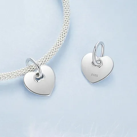 Charme Pendentif Coeur Argent Sterling 925 Poli Miroir Pour Fabrication De Bijoux DIY Bracelet Collier Femme