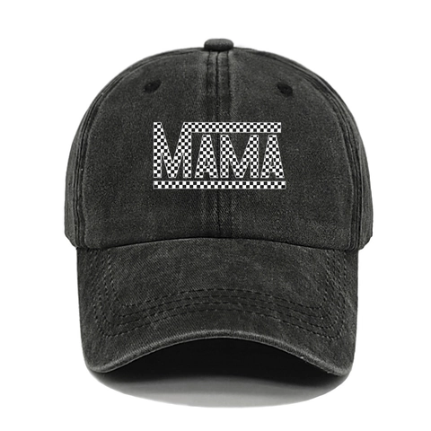Berretto Da Baseball In Cotone Lavato MAMA Lettera Stampa Scacchiera Vintage Distressed Regolabile Cappello Da Sole Esterno