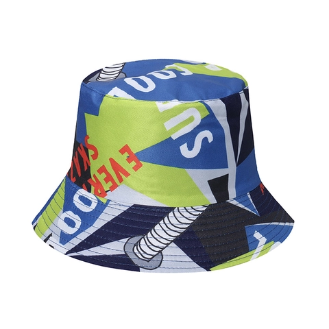 Graffiti Print Bucket Hat Polyester Double Sided Harajuku Streetwear Sun Protection Hip Hop Outdoor Fisherman Cap