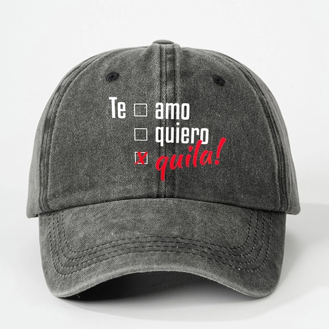 Cappello Da Baseball In Cotone Lavato Citazione Spagnola Te Amo Te Quila Divertente Regolabile Protezione Solare Retro