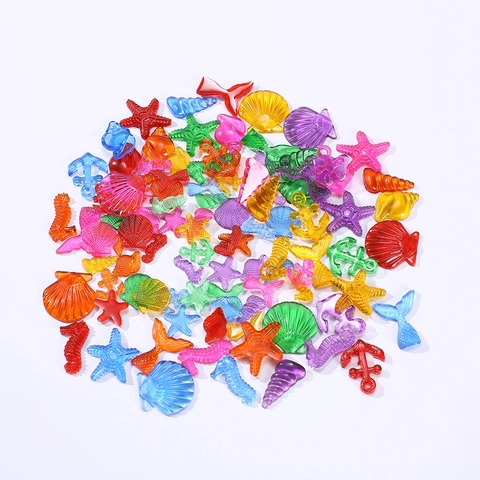 Breloques d'Animaux Marins en Résine Colorée Étoile de Mer Coquillage Hippocampe DIY Coque de Téléphone Micro Paysage Ornements
