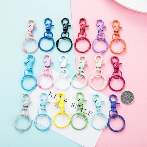 Colorful Painted Metal Lobster Clasp Keychain Hooks Swivel Snap Buckle Jump Rings For DIY Jewelry Making Bag Accessories