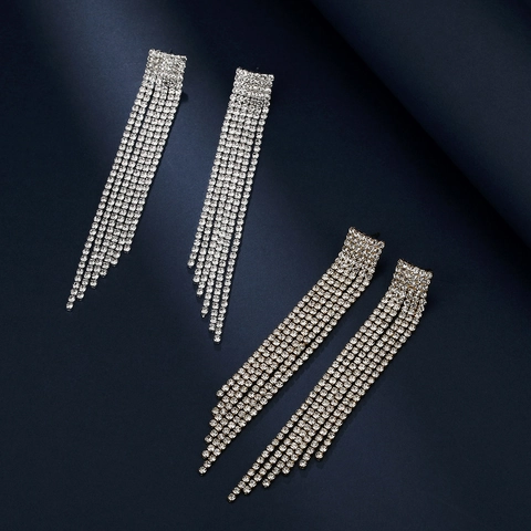 Orecchini a Goccia con Frange in Rame e Strass di Moda per Donna Eleganti Orecchini Lunghi per Banchetti Feste Matrimoni Gioielli