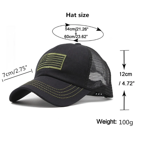 USA Flagge Patch Mesh Baseball Kappe Atmungsaktiv Trucker Hut Taktisch Militär Outdoor Verstellbar Baumwolle Polyester