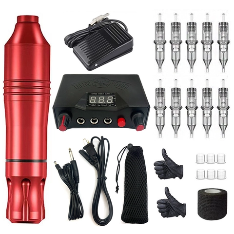 Macchina Per Tatuaggi Rotativa Professionale Penna A Motore Alimentatore Digitale Pedale Aghi Per Body Art Bellezza
