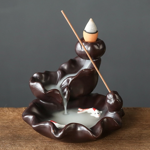 Ceramic Backflow Incense Burner Zen Waterfall Smoke Censer For Home Decor Office Tea Room Yoga Meditation Handmade