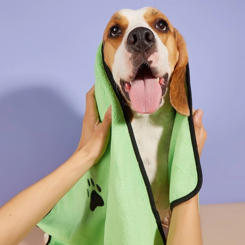 Serviette De Bain Pour Animaux En Microfibre Épaissie Séchage Rapide Ultra Absorbante Douce Brodée Pour Chiens Chats